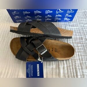 NWT Birkenstock Lugano Oiled Leather Sandal Size 38 Medium/Narrow